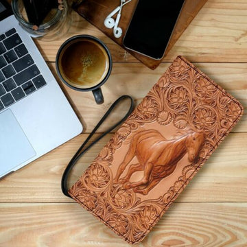 Maxcorners Horse Love Brown Pattern Clutch