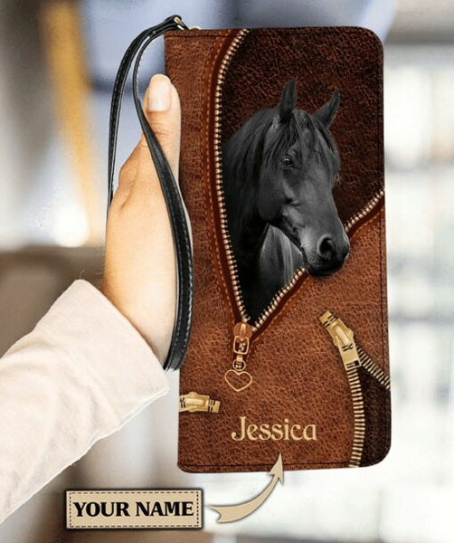 Maxcorners Horse Love Zipper Personalized Clutch