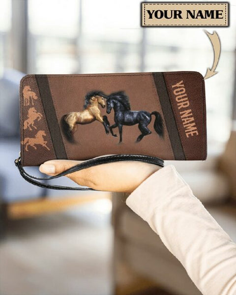 Maxcorners Horse Love Confrontation Between Horses Personalized Clutch