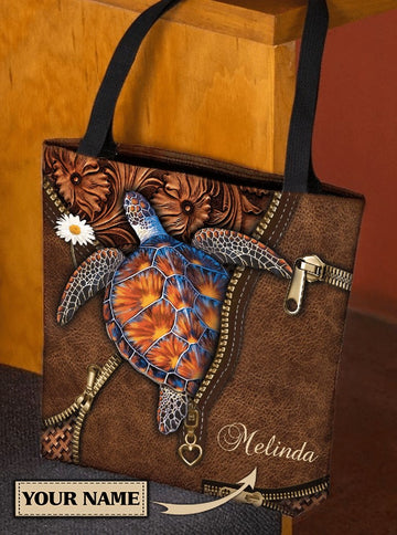 Maxcorners Personalizable Turtle All-Over Tote