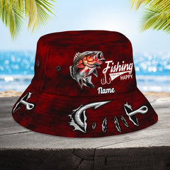 Maxcorners Bass Fishing Personalized Name 3D Over Printed Bucket Hat