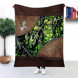 Maxcorners Personalized Deer Hunting Camo Imitation Leather Printing Custom Name - Blanket