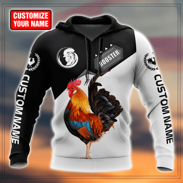 Maxcorners Personalized Name Rooster Standing Unisex Hoodie