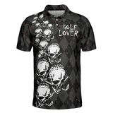 Max Corners Elegant Argyle Pattern And Skull Golf Lover 3D Custom Polo Shirt