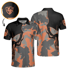 Max Corners Skull Orange Camouflage Golf 3D Custom Polo Shirt