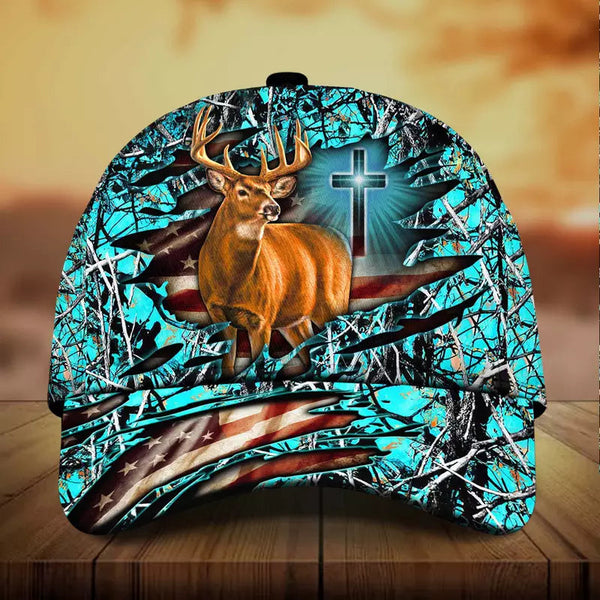 Maxcorners Premium Cross And Deer 3D Personalized Multicolor Cap