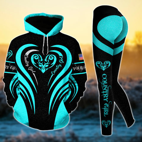 Max Corner Special Deer Hunting Heart Line Pattern Personalized 3D Style 7 Combo Hoodie & Legging Set