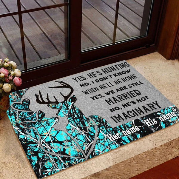 Maxcorners Loralle My Husband Is A Hunter Hunting Door Mat 3D Personalized - Cyan