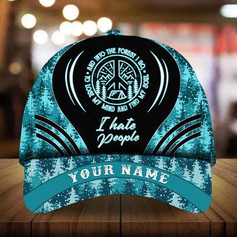 Max Corners I Hate People Into The Forest Pine tree pattern 3 Custom 3D Cap