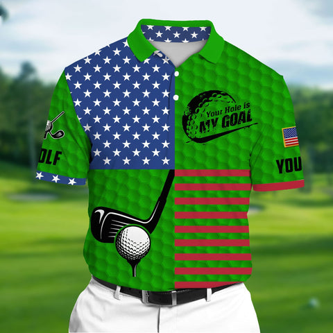 Max Corners Green Pride Premium Your Hole Is My Goal, Golf 3D Polo Shirts Multicolor Custom Name Polo