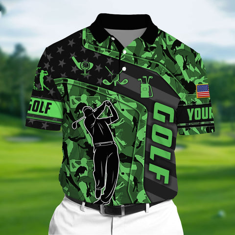 Max Corners Green Pride Unique Love Golf 3D Polo Golf Pattern Multicolor Custom Name Polo