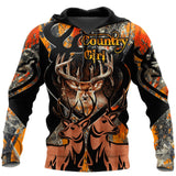 Maxcorners Country Girl Deer Hunting 3D Over Printed Hoodie