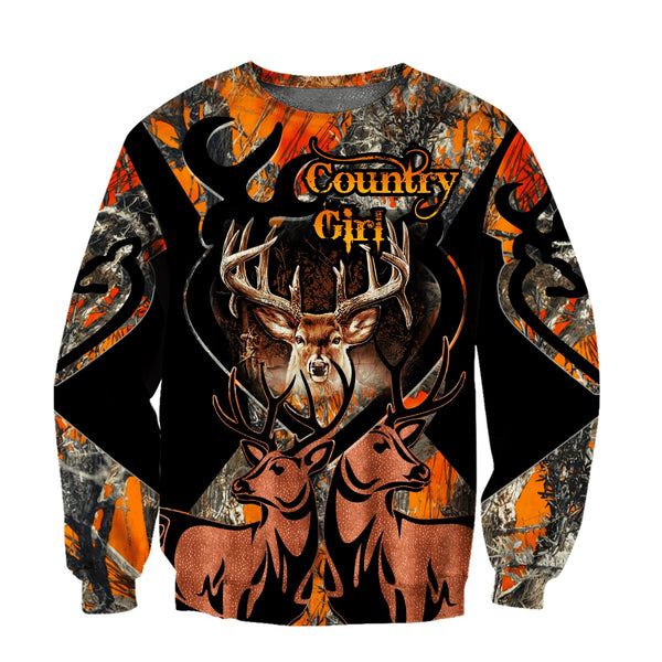 Maxcorners Country Girl Deer Hunting 3D Over Printed Hoodie