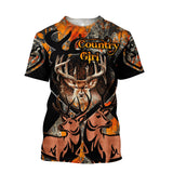 Maxcorners Country Girl Deer Hunting 3D Over Printed Hoodie