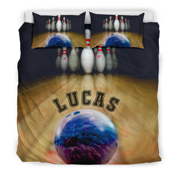 Maxcorners Bowling Ball Bowler Player Personalized Name 3D Bedding Set