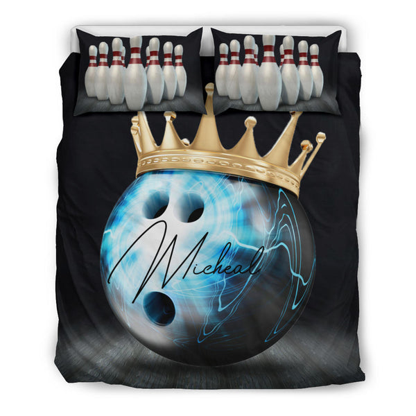 Maxcorners Bowling King Ball Bowler Royal Player Personalized Name 3D Bedding Set