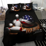 Maxcorners Bowler Bowling America Us Flag Player Personalized Name 3D Bedding Set