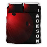 Maxcorners Red Bowling Ball Personalized Name 3D Bedding Set