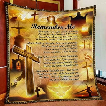 Maxcorners Remember Me God Jesus Christian Cross Quilt - Blanket