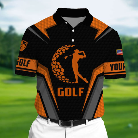 Max Corners Orange Pride Premium Art Golf 3D Polo For Lovers Multicolor Custom Name Polo