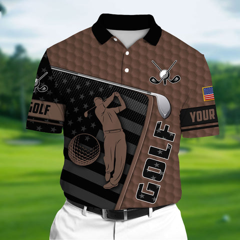 Max Corners Brown Pride Premium Unique Golf Man 3D Polo Shirts Multicolor Custom Name Polo