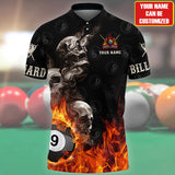 Maxcorners Skull On Fire Billiard Personalized Unisex Shirt