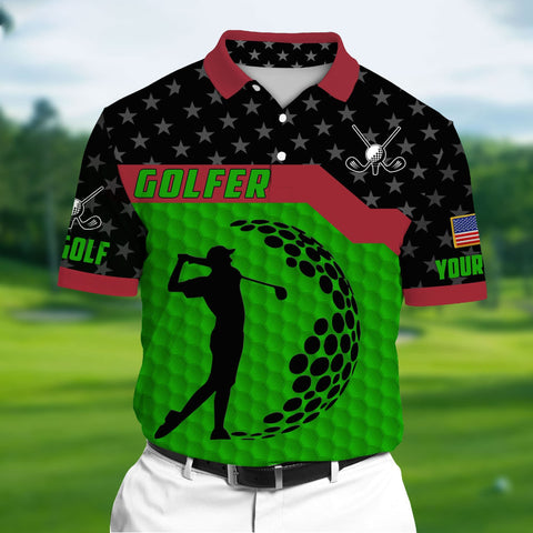 Max Corners Green Pride The Unique Cool Art Golf, Golf Lovers 3D Polo Multicolored Custom Name Polo