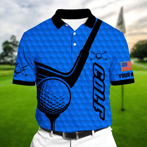 Max Corners Blue Pride Premium Coolest Golf Club And Ball, Golf Polo Shirts Multicolor Custom Name Polo