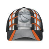 Maxcorners Basketball Grey Orange Personalized Name All Over Printed Cap