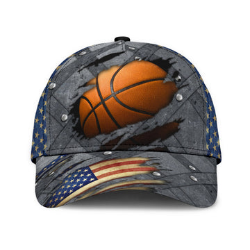 Maxcorners Basketball Grey USA Flag All Over Printed Cap