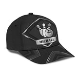 Maxcorners Bowling Black Personalized Name 3D Cap