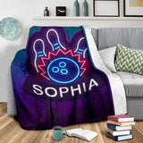 Maxcorners Bowling Neon Customized Name Blanket