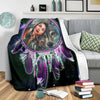 Maxcorners Native Girl and Wolf Blanket