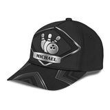 Maxcorners Bowling Black Personalized Name 3D Cap