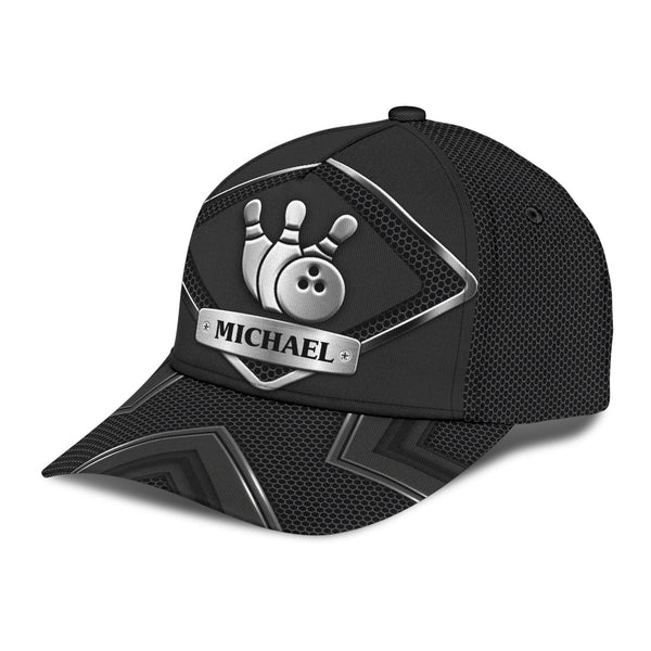 Maxcorners Bowling Black Personalized Name 3D Cap