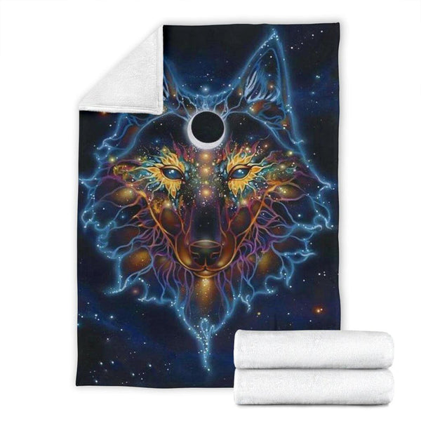 Maxcorners Wolf Galaxy Native American Premium Blanket