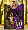 Maxcorners Dreamcatcher Purple Wolf Native American Blanket