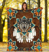 Maxcorners Blue Mandala Feather Wolf Native Blanket
