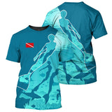 Maxcorners Scuba Diving Light Blue Classic All Over Printed Shirt