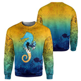 Maxcorners Scuba Diving Blue & Yellow Sea Horse All Over Printed Shirt