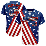 Custom Royal USA Flag Red-Black 3D Authentic Baseball Jersey