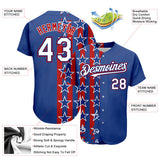 Custom Royal White Red 3D American Flag Authentic Baseball Jersey