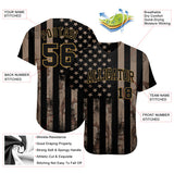 Custom Camo Black-Old Gold 3D Salute To Service American Flag Authentic Baseball Jersey