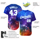 Custom Galactic Pattern White-Light Blue 3D Authentic Baseball Jersey