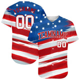 Custom Royal White-Red fade 3D American Flag Authentic Baseball Jersey