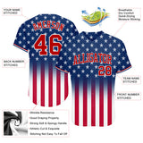 Custom Blue Red-White 3D American Flag Fashion Authentic Baseball Jersey