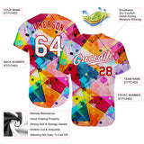 Custom Red White-Red 3D Pattern Design Geometric Graffiti Authentic Baseball Jersey