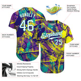 Custom Graffiti Abstract Urban Pattern White-Teal 3D Authentic Baseball Jersey