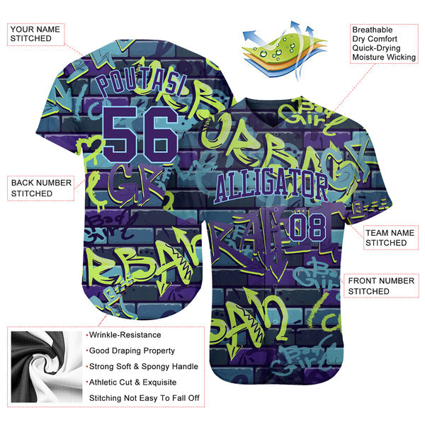 Custom 3D Pattern Design Abstract 1 Graffiti Authentic Baseball Jersey