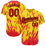 Custom Gold Red-Black 3D Pattern Design Authentic Baseball Jersey